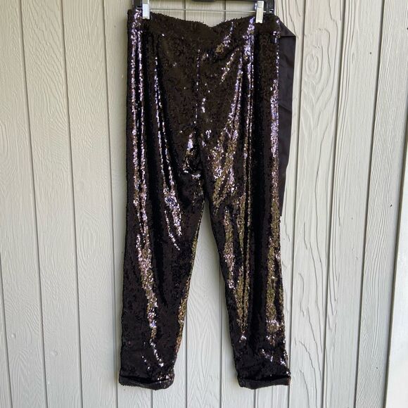 Anthropologie Dance & Marvel Black Sequin Tuxedo Pants – Large - Picture 2 of 7
